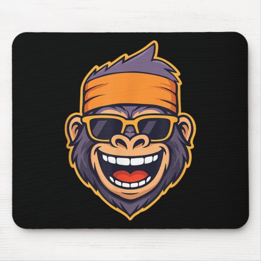 Cool Ape Gorilla Hoof Funky Monkey Retro Bandana C Muismat (Voorkant)