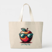 Cool Apple-Retro Pop Art Grote Tote Bag (Achterkant)