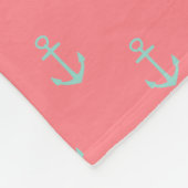 Cool Aqua Anchors op koraalroze gepersonaliseerd Fleece Deken (Hoek)