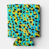 Cool Aqua Blue Neon Leopard Spots Oerwoud Vetgedru Blikjeskoeler (Achterkant)