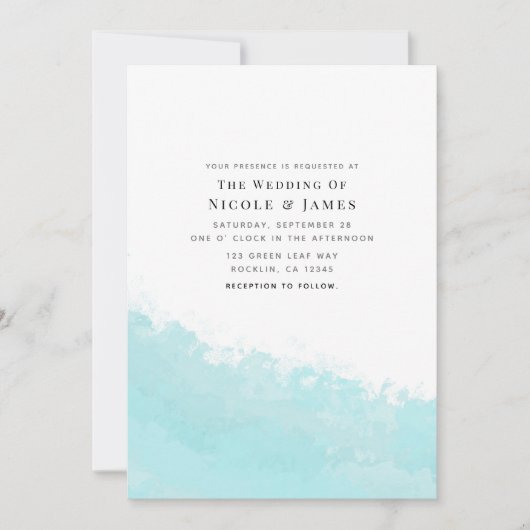 Cool Aqua Blue Wave Splash Beach bruiloft Kaart (Voorkant)