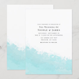 Cool Aqua Blue Wave Splash Beach bruiloft Kaart