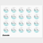 Cool Aqua Blue Wave Splash Bruiloft Dank u Ronde Sticker (Vel)