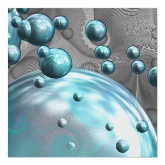 Cool Aqua Bubbles en Oceanic Swirls Perfect Poster (Voorkant)