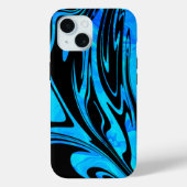 Cool Aqua en Black Liquid Wave Case-Mate iPhone Case (Achterkant)