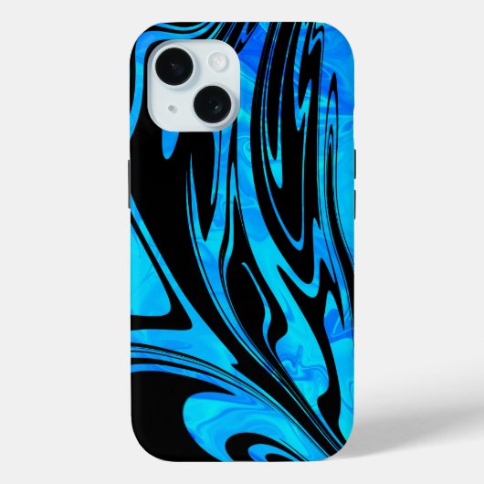 Cool Aqua en Black Liquid Wave Case-Mate iPhone Case (Achterkant)