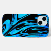Cool Aqua en Black Liquid Wave Case-Mate iPhone Case (Achterkant (horizontaal))
