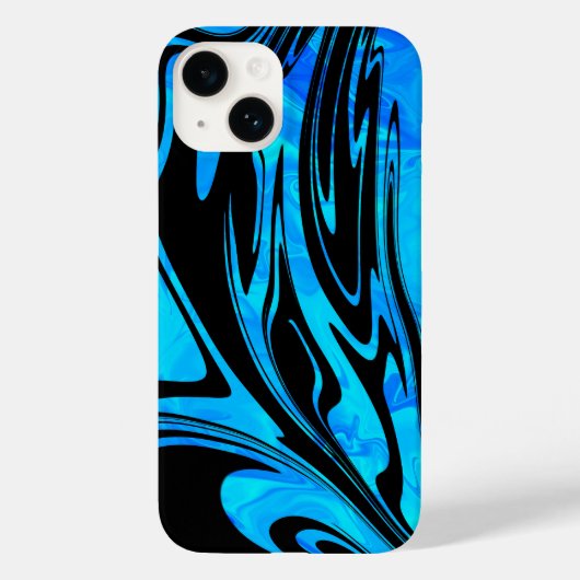 Cool Aqua en Black Liquid Wave Case-Mate iPhone Case (Achterkant)