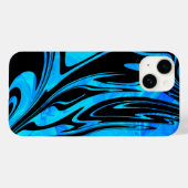 Cool Aqua en Black Liquid Wave Case-Mate iPhone Case (Achterkant (horizontaal))