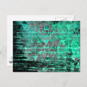 Cool Aqua en Gray Tribal Grunge Briefkaart (Voorkant / Achterkant)