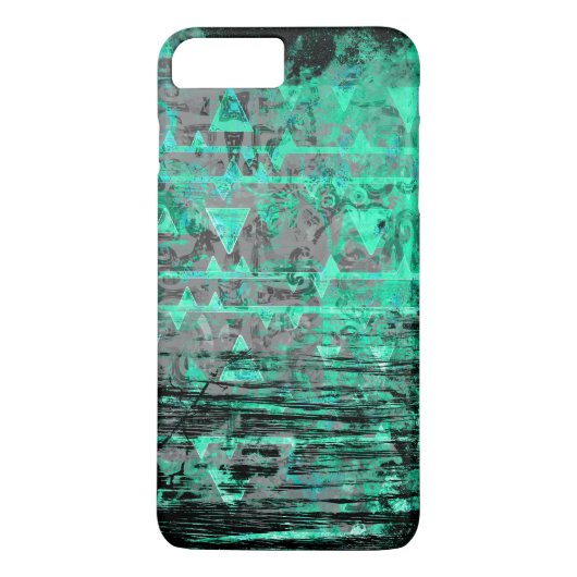 Cool Aqua en Gray Tribal Grunge Case-Mate iPhone Case (Achterkant)