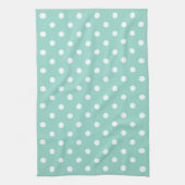Cool Aqua en White Polka Dot Theedoek (Verticaal)