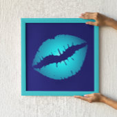 Cool Aqua Kiss op donkerblauw Poster