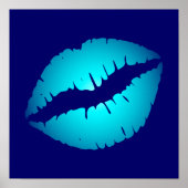 Cool Aqua Kiss op donkerblauw Poster (Voorkant)