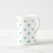 Cool Aqua Polka Dots on White Porselein Kop (Voorkant rechts)