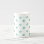 Cool Aqua Polka Dots on White Porselein Kop (Voorkant)
