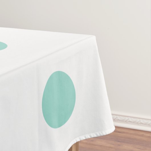 Cool Aqua Polka Dots on White Tafelkleed (Voorbeeld)