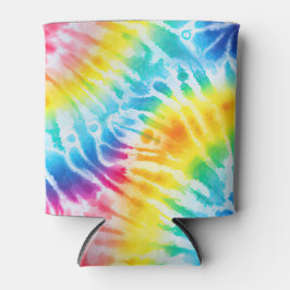 Cool Aqua Rood Blauw Geel Sinaasappel Tie Dye Blikjeskoeler