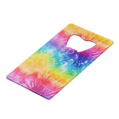 Cool Aqua Rood Blauw Geel Sinaasappel Tie Dye Creditkaart Flessenopener (Achterkant Gekanteld)