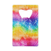 Cool Aqua Rood Blauw Geel Sinaasappel Tie Dye Creditkaart Flessenopener (Achterkant)