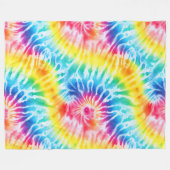 Cool Aqua Rood Blauw Geel Sinaasappel Tie Dye Fleece Deken (Voorkant (Horizontaal))