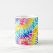 Cool Aqua Rood Blauw Geel Sinaasappel Tie Dye Koffiemok (Center)