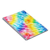 Cool Aqua Rood Blauw Geel Sinaasappel Tie Dye Notitieboek (Rechterzijde)