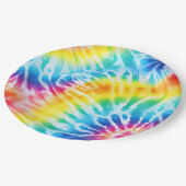 Cool Aqua Rood Blauw Geel Sinaasappel Tie Dye Papieren Bordje (Gekanteld)