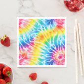 Cool Aqua Rood Blauw Geel Sinaasappel Tie Dye Servet (Insitu)