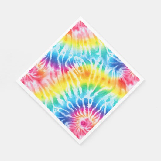 Cool Aqua Rood Blauw Geel Sinaasappel Tie Dye Servet (Hoek)