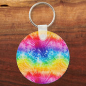 Cool Aqua Rood Blauw Geel Sinaasappel Tie Dye Sleutelhanger (Achterkant)