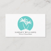 Cool Aqua Tropical Palms Logo Visitekaartje (Voorkant)