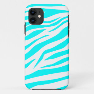 Cool Aqua/White Zebra Print - iPhone 5 Hoesje