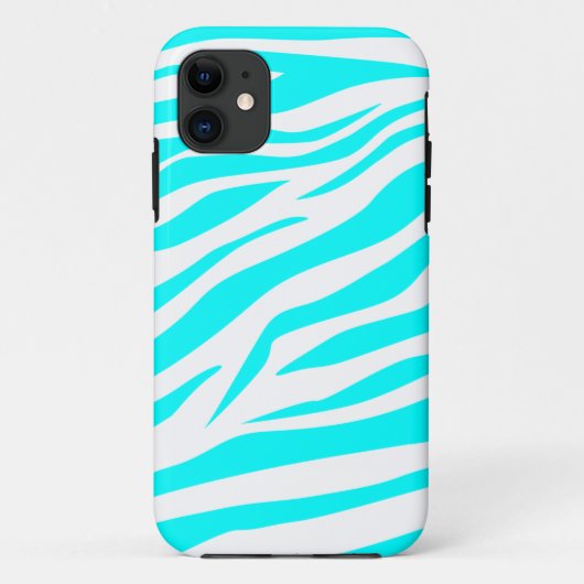 Cool Aqua/White Zebra Print - iPhone 5 Hoesje (Achterkant)