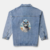 Cool Aquarel Zomer Kat Denim Jacket (Achterkant)