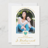 Cool Arch Fancy Jr Bridesmaid Blue Heart Photo Kaart (Voorkant)