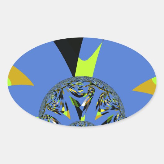 Cool Arches met Fractal Spheres Art Design Ovale Sticker (Voorkant)