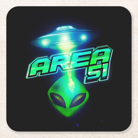 Cool Area 51 Buitenaards Ruimteschip Kartonnen Onderzetters (Voorkant)