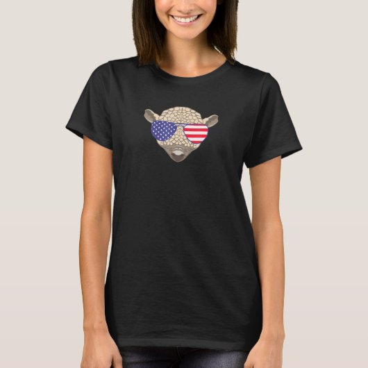 Cool Armadillo die de Amerikaanse vlag voert zonne T-shirt (Voorkant)