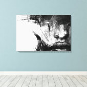 Cool Art Abstract zwart wit gezicht vrouw Canvas Afdruk (Insitu (Houten vloer))