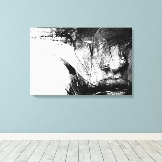 Cool Art Abstract zwart wit gezicht vrouw Canvas Afdruk (Insitu (Houten vloer))
