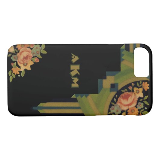 Cool Art Deco Floral Monogram Case-Mate iPhone Case (Achterkant (Horizontaal))