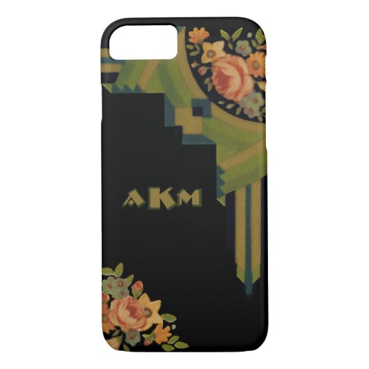 Cool Art Deco Floral Monogram Case-Mate iPhone Case (Achterkant)