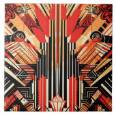 Cool art deco stijl keramische tegel tegeltje (Voorkant)