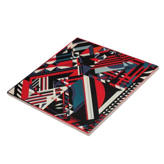 Cool art deco stijl keramische tegel tegeltje (Zijkant)