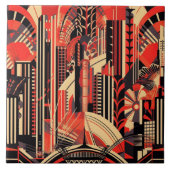Cool art deco stijl keramische tegel tegeltje (Voorkant)