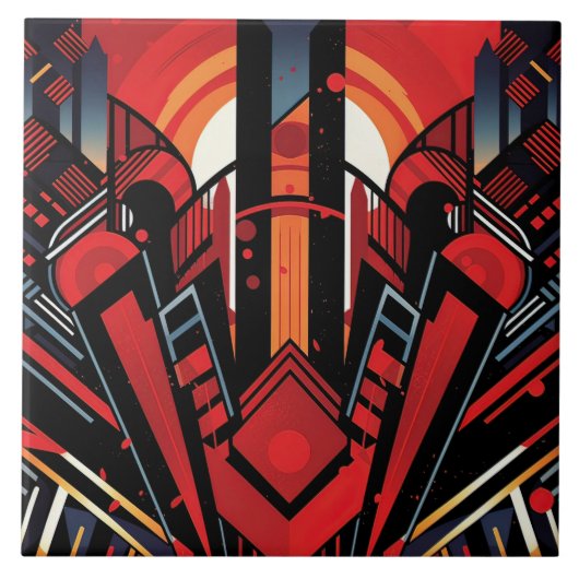 Cool art deco stijl tegeltje (Voorkant)