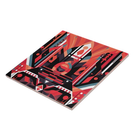 Cool art deco stijl tegeltje (Zijkant)