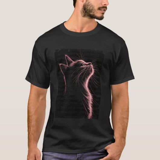 Cool Art Grafisch Zwarte Kat T-shirt (Voorkant)