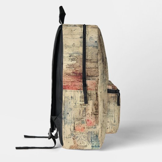 Cool art grunge achtergrond Oud hout rustiek patro Bedrukte Rugzak (Links)